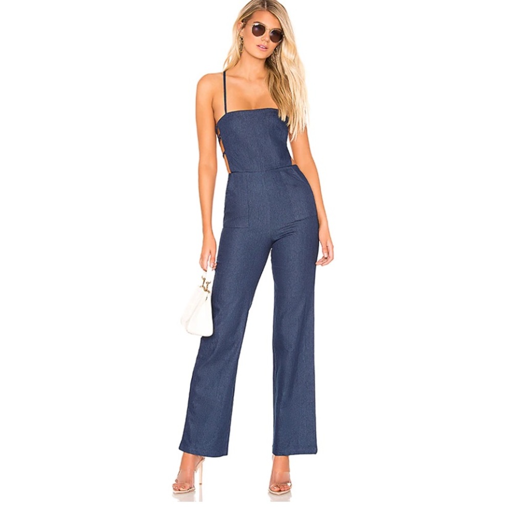 REVOLVE Superdown denim Open back Jumpsuit